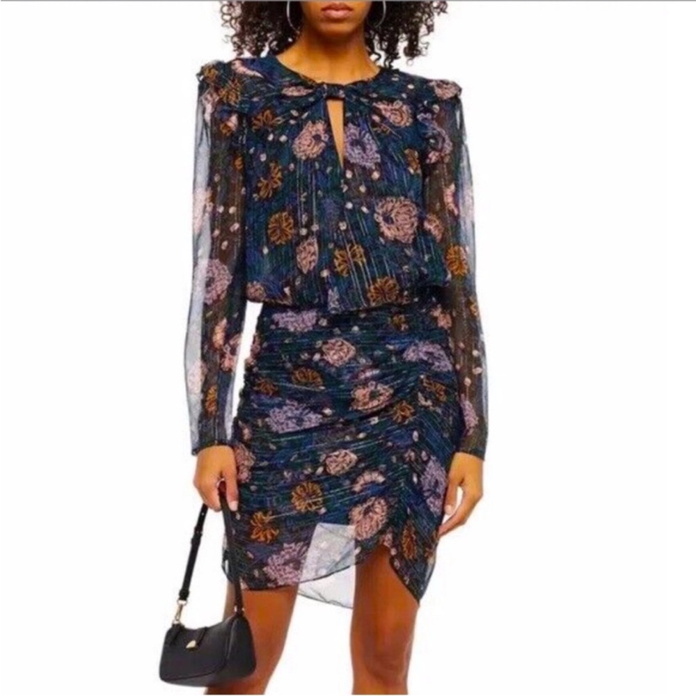 Veronica Beard Peppa Floral Silk Longsleeve Mini dress Size 8 - Picture 2 of 11
